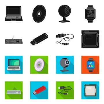 Isolated object of laptop and device symbol. Collection of laptop and server Stockillustratie