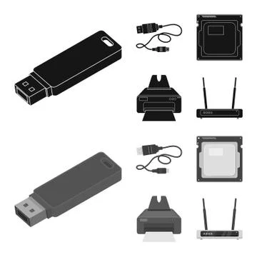 Isolated object of laptop and device symbol. Set of laptop and server stock Illustrazione stock