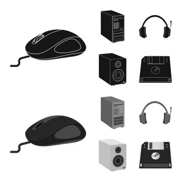 Isolated object of laptop and device symbol. Collection of laptop and server 스톡 일러스트