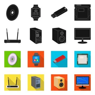 Isolated object of laptop and device icon. Collection of laptop and server イラスト素材