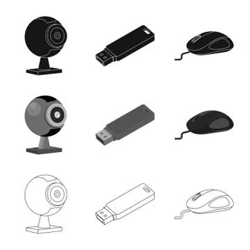 Isolated object of laptop and device logo. Collection of laptop and server stock Stock Illustration