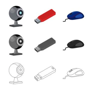 Isolated object of laptop and device sign. Collection of laptop and server stock Illustrazione stock