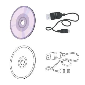 Isolated object of laptop and device symbol. Collection of laptop and server Illustrazione stock