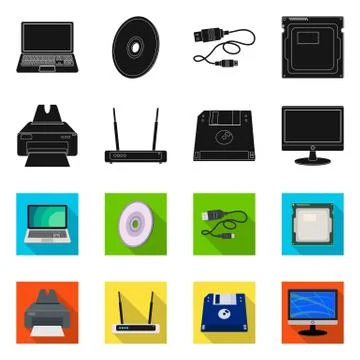 Isolated object of laptop and device logo. Collection of laptop and server stock Illustrazione stock