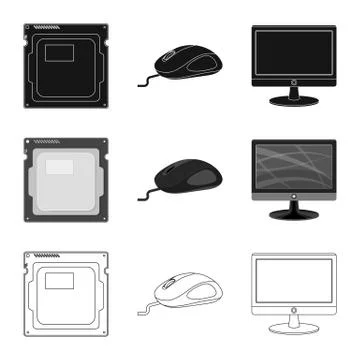 Isolated object of laptop and device icon. Set of laptop and server vector icon Illustrazione stock