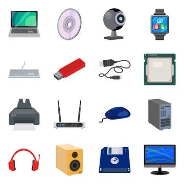 Isolated object of laptop and device symbol. Collection of laptop and server Stock Illustration