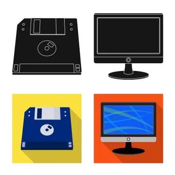 Isolated object of laptop and device symbol. Collection of laptop and server Illustrazione stock