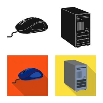 Isolated object of laptop and device sign. Collection of laptop and server stock Stock Illustration