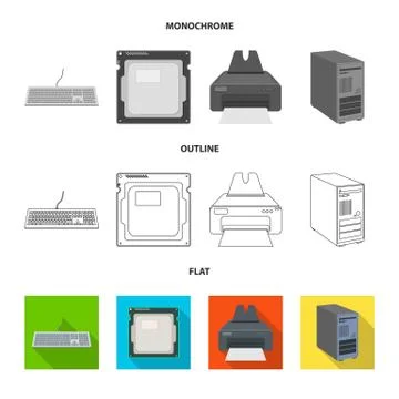 Isolated object of laptop and device symbol. Collection of laptop and server 스톡 일러스트