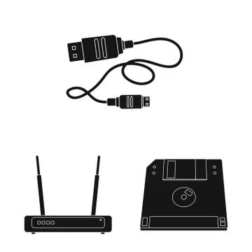 Isolated object of laptop and device icon. Collection of laptop and server stock Illustrazione stock