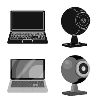 Isolated object of laptop and device symbol. Set of laptop and server vector イラスト素材