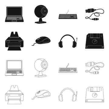 Isolated object of laptop and device symbol. Set of laptop and server stock Stock Illustration