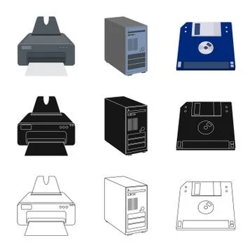 Isolated object of laptop and device symbol. Collection of laptop and server 스톡 일러스트