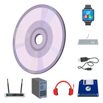 Isolated object of laptop and device logo. Collection of laptop and server Stock Illustration