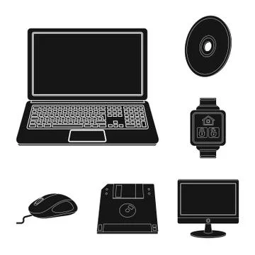 Isolated object of laptop and device sign. Set of laptop and server stock symbol Stock Illustration