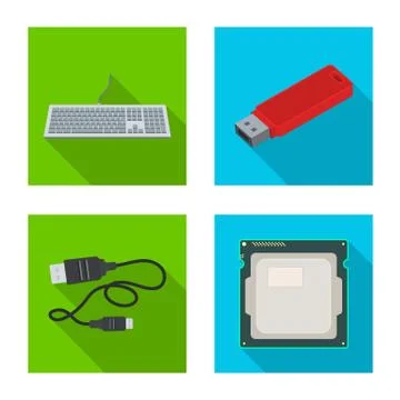 Isolated object of laptop and device sign. Set of laptop and server stock vector Stock Illustration