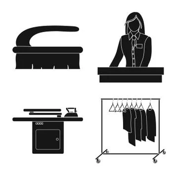 Isolated object of laundry and clean logo. Set of laundry and clothes vector Illustration