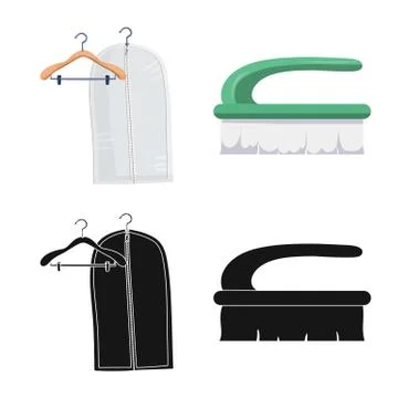 Isolated object of laundry and clean logo. Set of laundry and clothes stock Illustration