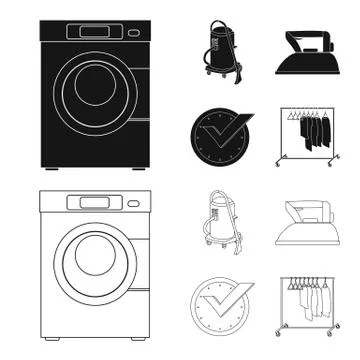 Isolated object of laundry and clean sign. Set of laundry and clothes stock Stock Illustration