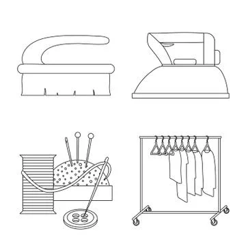 Isolated object of laundry and clean logo. Collection of laundry and clothes Stock Illustration