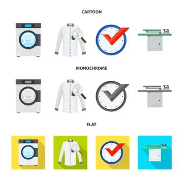 Isolated object of laundry and clean logo. Set of laundry and clothes stock Stock Illustration