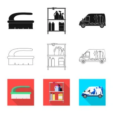 Isolated object of laundry and clean sign. Set of laundry and clothes stock Stock Illustration