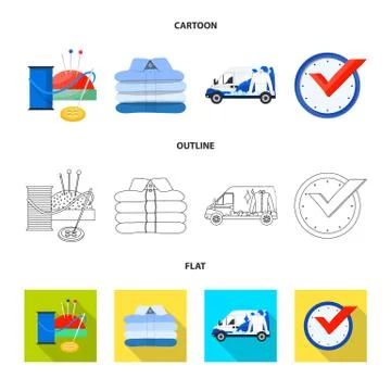 Isolated object of laundry and clean logo. Set of laundry and clothes vector Stock Illustration