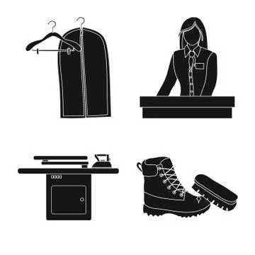 Isolated object of laundry and clean symbol. Collection of laundry and clothes Stock Illustration