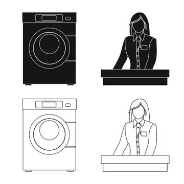Isolated object of laundry and clean sign. Set of laundry and clothes stock Stock Illustration