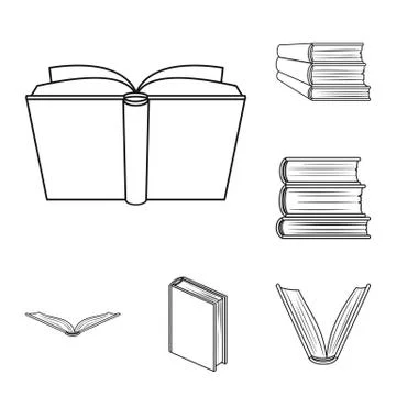 Isolated object of library and textbook logo. Set of library and school vector Stock Illustration