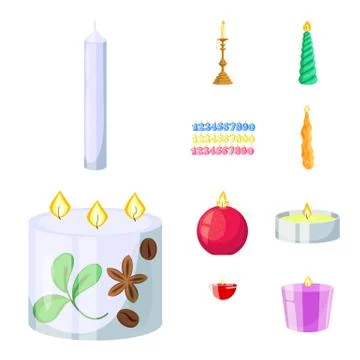 Isolated object of light and wax symbol. Collection of light and ceremony stock 스톡 일러스트