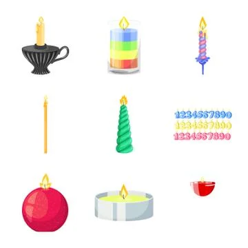 Isolated object of light and wax logo. Set of light and ceremony stock vector イラスト素材