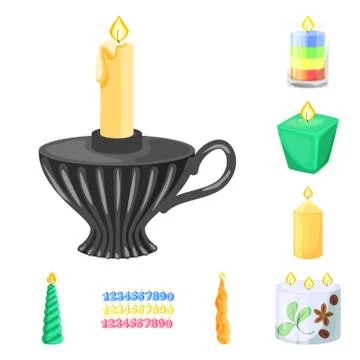 Isolated object of light and wax logo. Collection of light and ceremony stock 스톡 일러스트