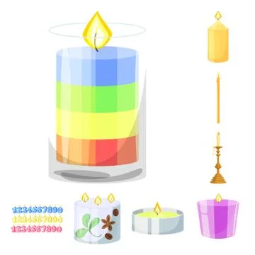 Isolated object of light and wax icon. Set of light and ceremony stock vector Stock Illustration