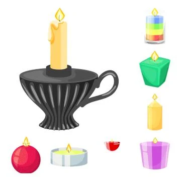 Isolated object of light and wax symbol. Set of light and ceremony stock vector Stock Illustration