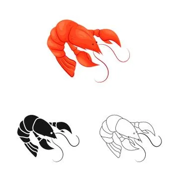 Isolated object of lobster and red sign. Set of lobster and fresh stock symbol Stock Illustration