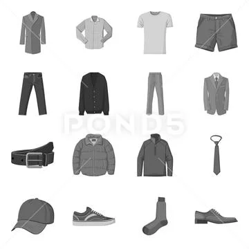 Isolated object of man and clothing logo. Collection of man and wear stock Stock Illustration