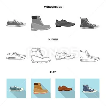 Isolated object of man and foot sign. Collection of man and wear stock vector Stock Illustration