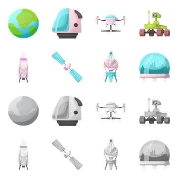 Isolated object of mars and space symbol. Set of mars and planet stock symbol Stock Illustration