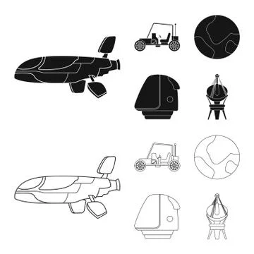Isolated object of mars and space sign. Collection of mars and planet stock Stock Illustration