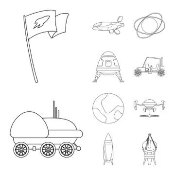 Isolated object of mars and space logo. Set of mars and planet stock vector Stock Illustration
