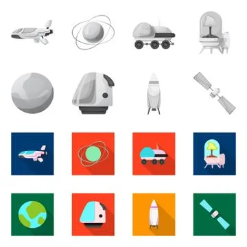 Isolated object of mars and space logo. Set of mars and planet vector icon for Stock Illustration
