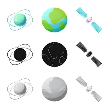 Isolated object of mars and space sign. Set of mars and planet stock symbol for Stock Illustration