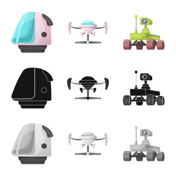 Isolated object of mars and space symbol. Collection of mars and planet vector Stock Illustration