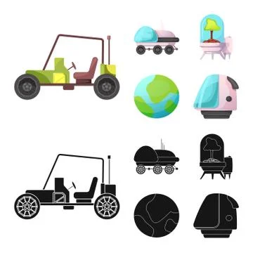 Isolated object of mars and space symbol. Collection of mars and planet vector Stock Illustration