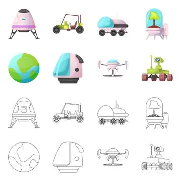 Isolated object of mars and space sign. Set of mars and planet vector icon for Stock Illustration