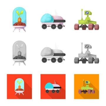 Isolated object of mars and space logo. Collection of mars and planet vector Stock Illustration
