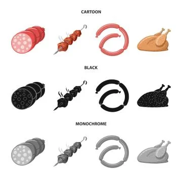 Isolated object of meat and ham sign. Set of meat and cooking vector icon for Illustrazione stock