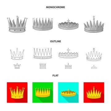 Isolated object of medieval and nobility icon. Set of medieval and monarchy Stock Illustration