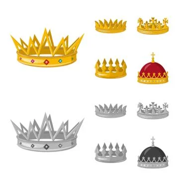 Isolated object of medieval and nobility sign. Set of medieval and monarchy Stock Illustration